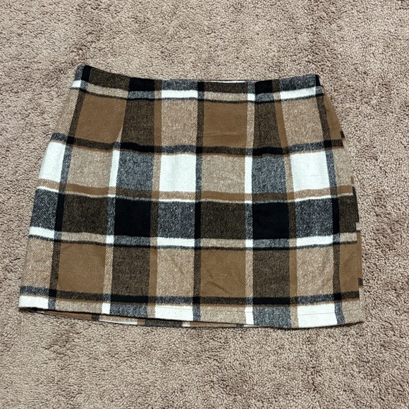 Womens High Waist Plaid Wool/Polyester Mini Skirts - Picture 1 of 6